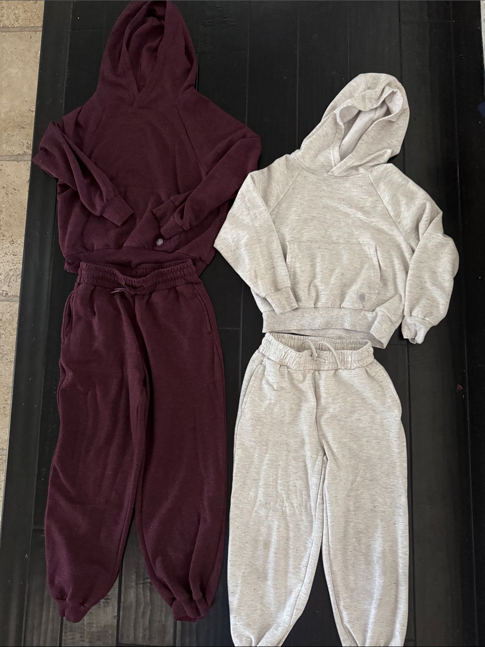 Mondetta Kids Bundle of two Hoodie & Jogger Set - Maroon and Light Gray